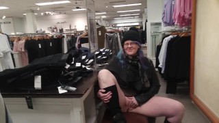 In A Crowded Clothes Store Milf Rubs His Pussy
