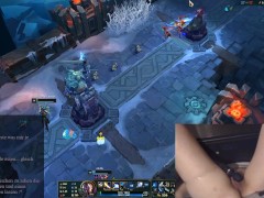 Girl plays League of Legends with Vibrator slowly massaging her clit