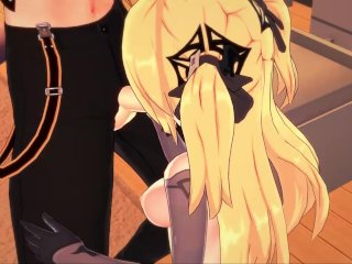 Genshin Impact - Fischl gives Aether a blowjob, then does 69. Gets cumon face.