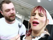 Preview 1 of Cum-hungry Sissy Tgirl Maid Sucks and Fucks Biker Dad