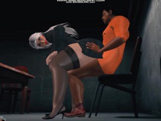 interracial, 3d, butt, animation