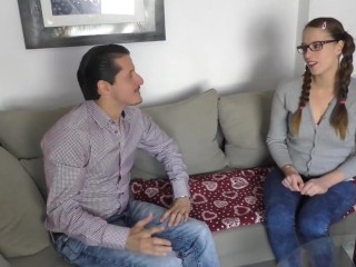 Babysitter Fucked Hard and her Face Covered with Cum