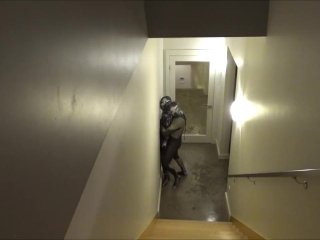 wetsuited cyborg captures cyborg in apartment and humps him