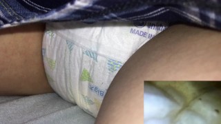 029 Peeing with double diapers! Sexual excitement ♪