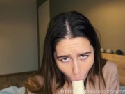 Preview 6 of POV Dildo Blowjob With Eye Contact By A Beautiful Girl