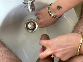 bathroom, big cock, italian, masturbate