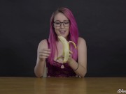 Preview 1 of Porn Stars Eating: Pear Loves Her Banana!
