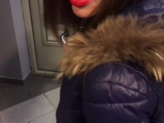 Married neighbor seduced in an elevator and fucked in the stairwell