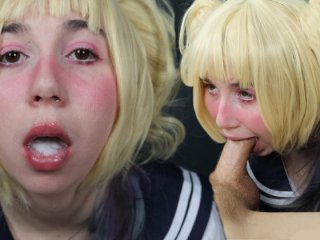 my hero academia, toga, cosplay creampie, cosplay blowjob