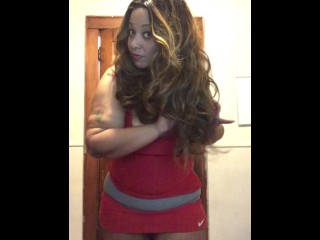 CALIENTE Latina MILF Strip Tease Red Minifalda
