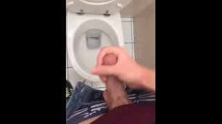 Cumshot at school toilet 