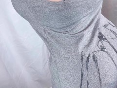 タイトマキシワンピのお姉さんに白濁ローションぶっかけ - Screenshot 1 of 16 - Cum