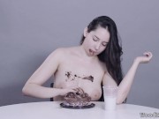 Preview 6 of Porn Stars Eating: Kyra Rose Adores Chocolate Cake