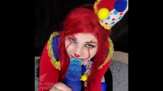 Teen Clown Uses LARGE Bad Dragon Toy To Steal HUGE Creampie