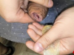 Кончаю в презервативе. Кремпай. Крупный план. Cumming in a condom. Creampie. Close-up.