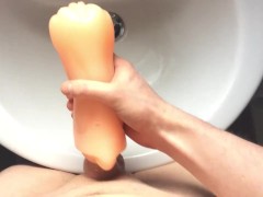 I get a blowjob from my fleshlight and cum inside it