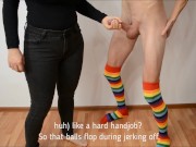 Preview 2 of Haha, my boy CUMS from kick in the balls. Orgasm without hands. Ballbusting