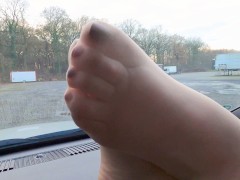 nylonfeets playing on dashboard