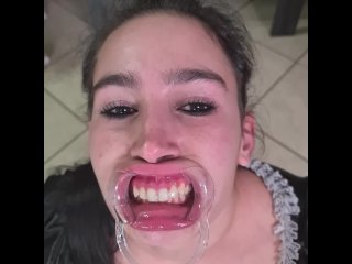 French Maid Tries to Drink Her Own Piss Through Lip RetractorFunny Fail