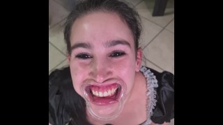 Funny Fail A French Maid Attempts To Drink Her Own Piss Using A Lip Retractor
