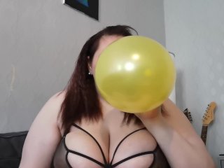 Blowing up some balloons then stomping on them