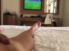 Video Watching Soccer match interrupted by passionate sex with tight blonde