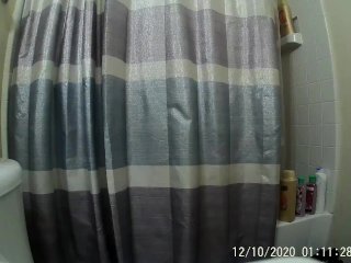 Slim White Male Jerk Off In The Shower