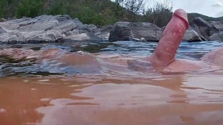 Dangerous Nude River Sex With Spectators Pissing At The End