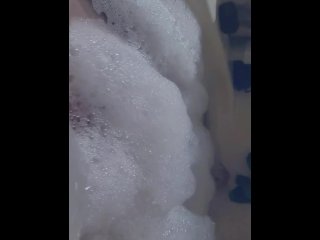 solo female, unshaved pussy, massage, bubble bath