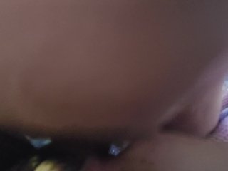 AMATEUR sexy redhead_getting creampied in fishnets