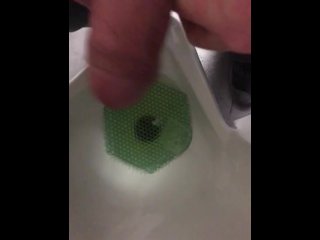 almost caught public, uncut cock, vertical video, public urinal