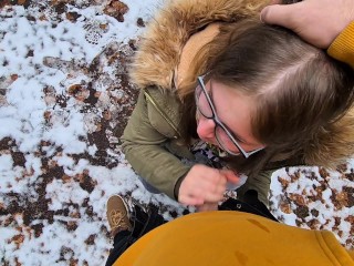 Heftige_Spermaladung ins Gesicht für Justdiana beim Outdoor Blowjob