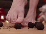 Barefoot Crushing Dried Chocolate Candy