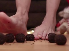Barefoot Crushing Dried Chocolate Candy