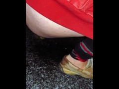 Peeing outside by GameStop 