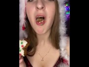 Preview 3 of Christmas cookie chewing. Food fetish