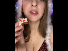 Christmas cookie chewing. Food fetish 