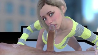 3D Porno Rondborstige Blonde Tiener Deepthroat Pijpbeurt