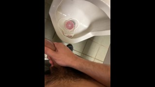 Jerking Off At The Urinal And Cumping In The Public Restroom
