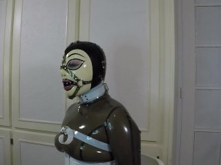 Trailer Miss Maskerade Bound In Full Rubber Latex Catsuit