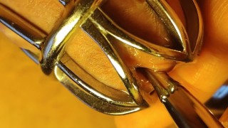 Close Up Of An Urethral Sounding For A Chastity Cage Cock