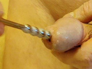 Insertion of my new Extra Long Urethral Plug.