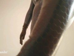 Latex Rubber Fetish Catsuit Homemade Video of Curvy Girl In Texturized Fetisch clothes