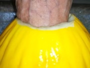 Preview 3 of Big cock fucking a melon ( canary ) close up