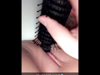 Horny Teen Fucks Her Pussy With Hair Brush