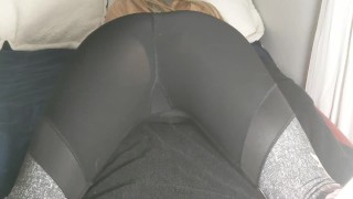 Teen babe in yoga pants plays with herself and begs for your big throbbing cock