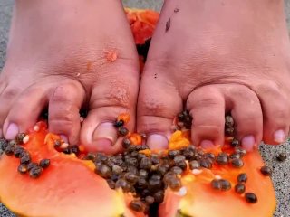 chubby, foot sub, outdoor, close up