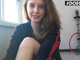 DoeGirls - Sienna Kim Petite Ukrainian Fingers her Wet Pink Pussy at Home