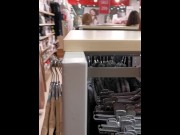 Preview 2 of blowjob in the fitting room of the store next to the security guard! Public sex