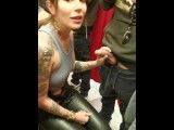 blowjob in the fitting room of the store next to the security guard! Public sex